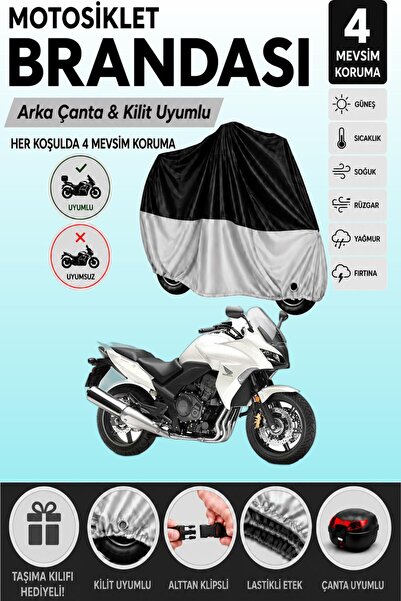 Cemku Double Black Top - Gray Bottom, Rear Bag Compatible Honda Cbf 1000 Moto...