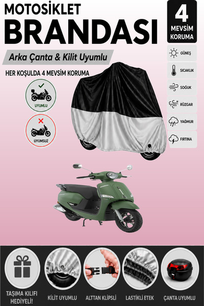 Cemku Double Black Top - Gray Bottom, Rear Bag Compatible Mondial 50 Exon Mot...