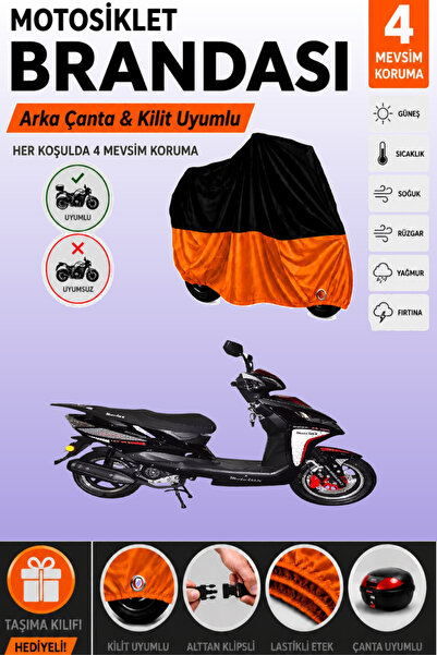 Cemku Double Black Top - Orange Bottom, Rear Bag Compatible Motolux Rossi Rs ...