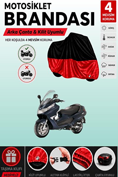 Cemku Double Black Top - Red Bottom, Rear Bag Compatible Piaggio X8 400 Ie Mo...