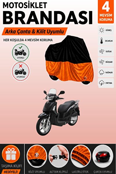 Cemku Double Black Top - Orange Bottom, Rear Bag Compatible Kymco People S 20...