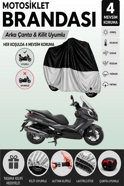 Cemku Double Black Top - Gray Bottom, Rear Bag Compatible Kymco Downtown 350I...