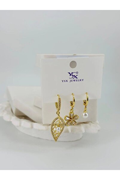 atastore2017 Leaf detailed triple combination earrings