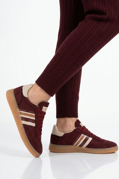 grijak Burgundy Lace-Up Unisex Sports Shoes