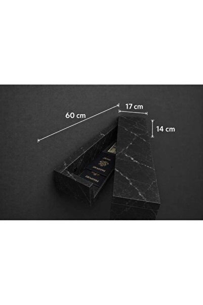 CRAFT HOUSE ART DESIGN Gökar Premium Gizli Bölmeli Duvar Rafı - Siyah Mermer ...