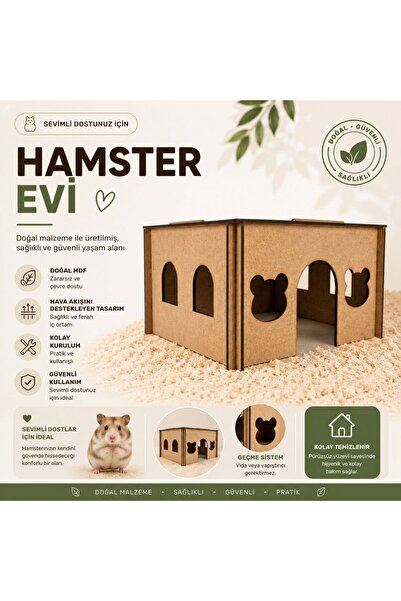 ALGWOOD Eğlenceli Hamster Oyun Evi - Boyanabilir Ahşap Hamster Evi - Hava Kan...