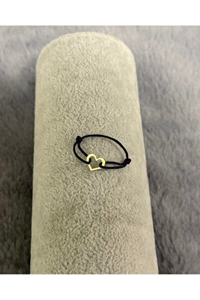 BASTORE Inel pe snur reglabil cu inima din aur 14k
