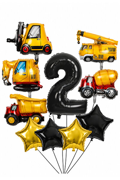 Balonsan Construction and Work Machines Themed -2- Age Number Balloon Set