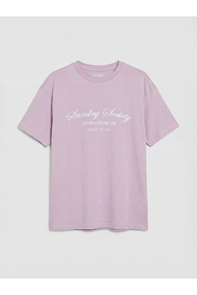 LC Waikiki Lilac Crew Neck New York Printed Women's Sports T-Shirt from Güli̇...