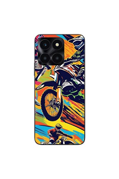 OEM Case compatible with Honor X6a Silicone Gel Tpu Motocross Pop Art Pattern