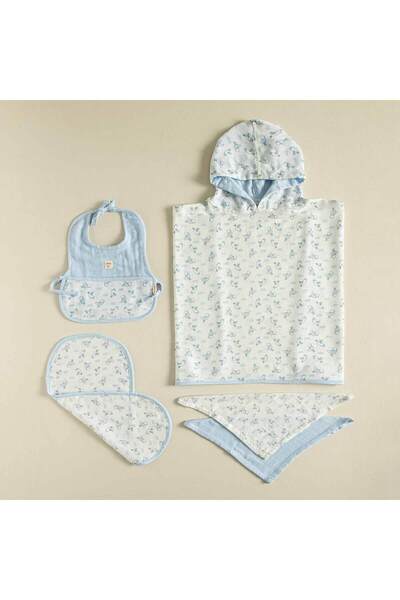 Chakra Sea Side Muslin Set Ecru/Blue