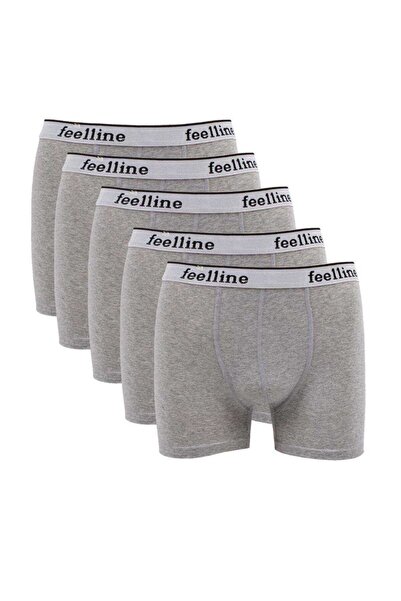 Feelline 5 Pcs Gray Cotton Natural Lycra Men's Boxers