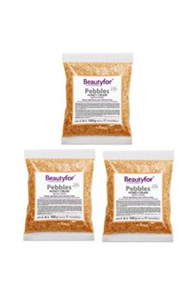 Beautyfor Pack of 3 x Depilatory Wax Beads - Pebbles Honey Cream, 1 kg