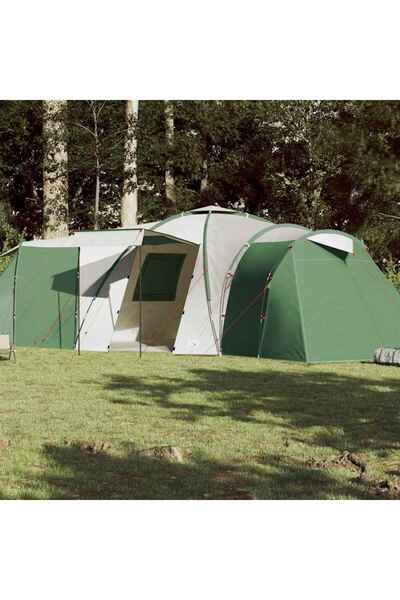 vidaxl Cort de familie cupola pentru 12 persoane, verde, impermeabil
