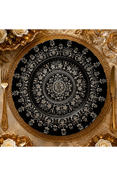 Alcoach Decorative and Serving Plates Round Serving Dishes Wide 32cm Silver E...