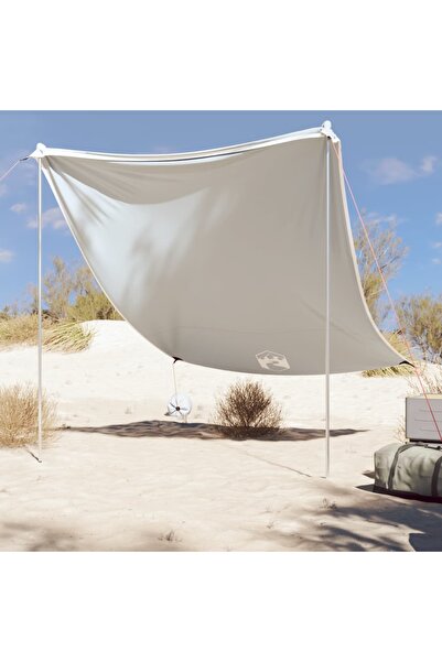 vidaxl Baldachin de plaja cu ancore de nisip, gri, 214x236 cm