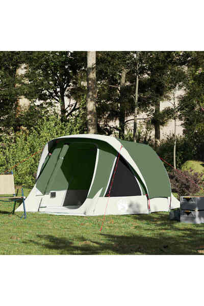 vidaxl Cabina cort de camping, 4 persoane, verde, impermeabil