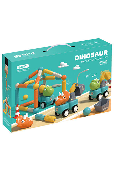 Little Learners - Magnetic Dinosaur Engineering Car Set - 84pcs