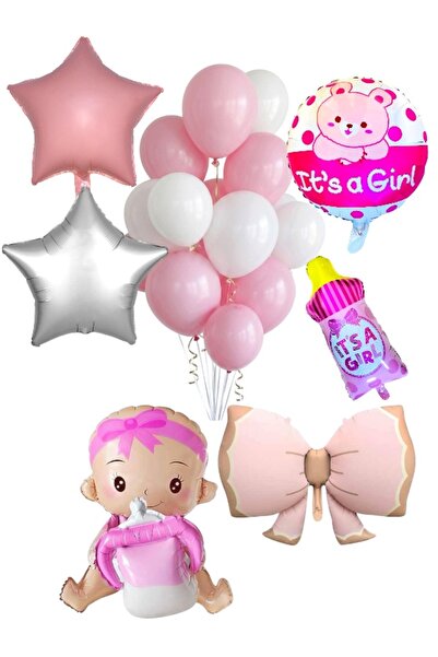 CAVAŞ sun hat Baby Girl Baby Shower Welcome Baby Foil Balloon Set