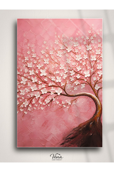 VenaHomeConcept Baharın Zarafeti - Özel Tasarım Cam Tablo – Sakura Ağacı Tema...