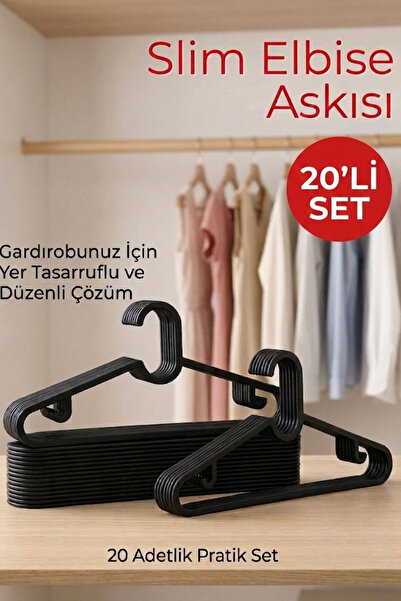 UFİX 20 Adet Slim Askı Elbise Askısı ,Etek Askısı, Pantolon Askısı, Bluz Askı...