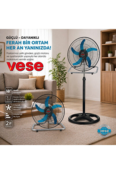 Greathings VESE VNT-003 ( 18" İNÇ ) ( 46CM ) ( SANAYİ ) TİPİ AYAKLI VANTİLATÖ...