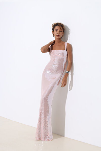 Mozto Celina Pembe Maxi Payet Elbise