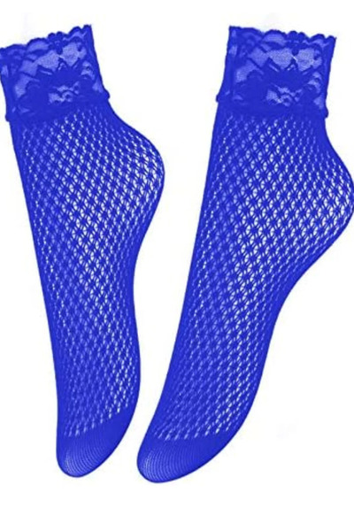 Penti Short Socks "Dora" - Blue, Mesh with Diamonds