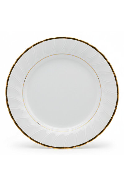 AKDC Yamatsu Premium White Porcelain Dinner Plate | 10" | Gold Rim | Fine Din...