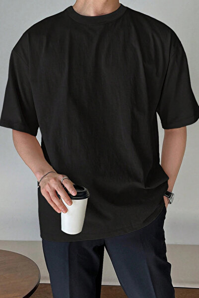 GENIUS STORE Men's Oversize T-Shirt Cotton Fabric Crew Neck Comfortable Fit T...