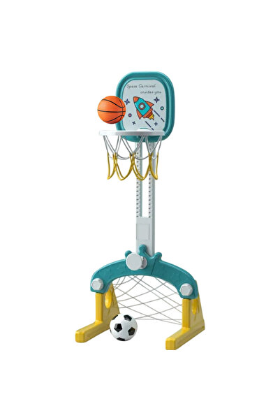 LITTLE ANGEL - 3 In 1 Kids Basketball Football Ring Toss Playset - Green