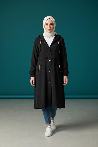Letafet Cotton Below-The-Knee Hooded Cardigan