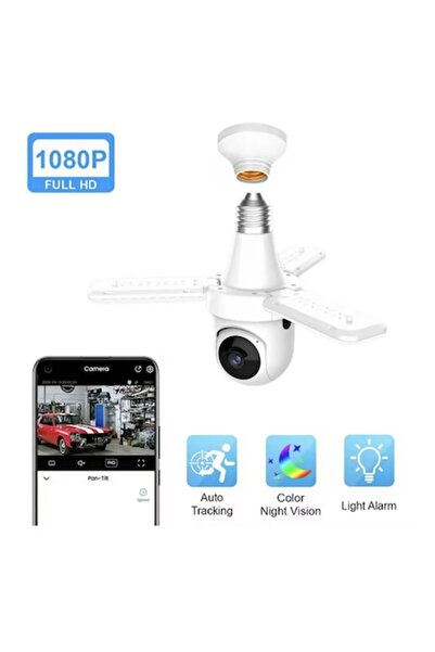 UNİBOX Camera Tip Bec, fara Fir, 3MP HD, cu 3 Brate, Wi-Fi, PTZ, Montaj E27, ...