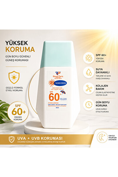 lawrenceshop SPF 60+ Güneş Kremi Suya Dayanıklı Kolajen Bakımlı Yüksek Koruma...