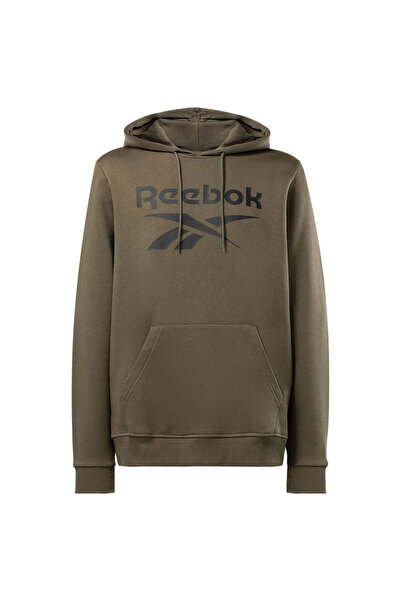 Reebok Hanorac cu glugă din fleece pentru bărbați, cu logo suprapus, Identity...