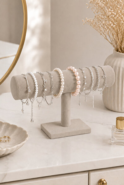 inteleven Suede Jewelry and Bracelet Stand Organizer 23X17 cm