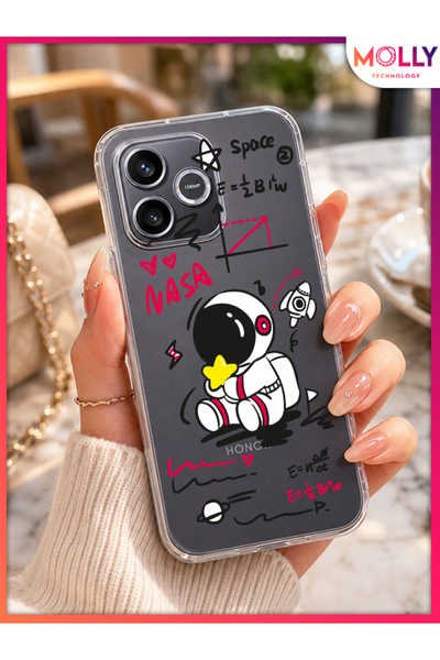 Molly HONOR 600 LİTE İçin Şeffaf Cosmic Doodle Desenli Silikon Kılıf