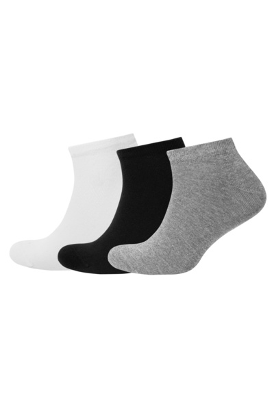 KNITON 3 Pairs of Women's Plain Booties Socks Combed Cotton Socks Mix