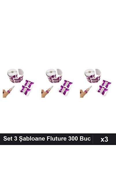 NAİLS Set 3 Șabloane Unghii Fluture 300 Bucăți, Manichiură Profesională, Desi...