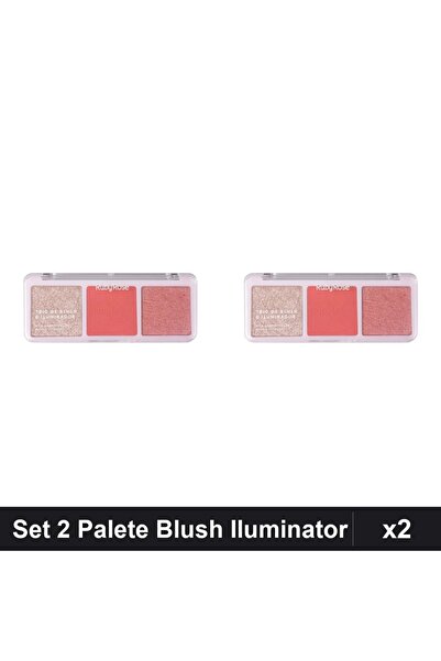Ruby Rose Set 2 Palete Blush și Iluminator Medium, Machiaj Profesional