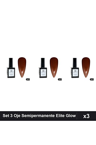 global fashion Set 3 Oje Semipermanente Elite Glow 15ml, Gel Polish UV/LED