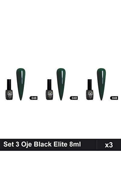 global fashion Set 3 Oje Semipermanente Black Elite 8ml, Manichiura UV/LED, N...