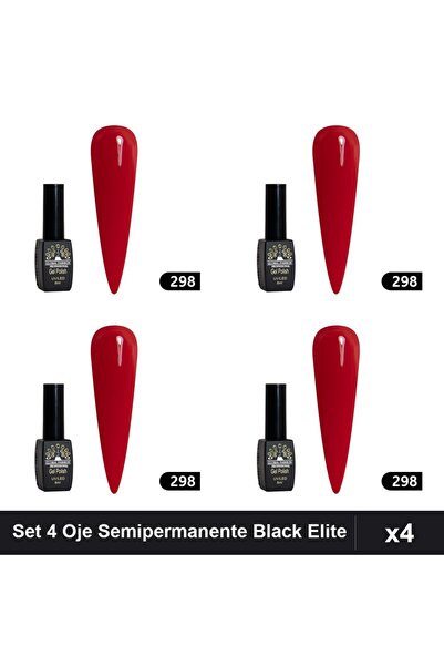 global fashion Set 4 Oje Semipermanente Black Elite 8ml, Manichiura UV/LED,