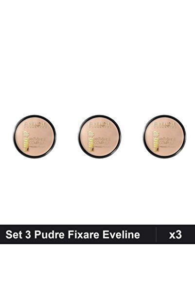Eveline Set of 3 Compact Powders Medium Beige 14g, Contouring Fixing Anti-Shine