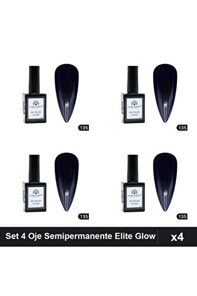 global fashion Set of 4 Elite Glow Semi-Permanent Nail Polish 15ml, Gel Polis...