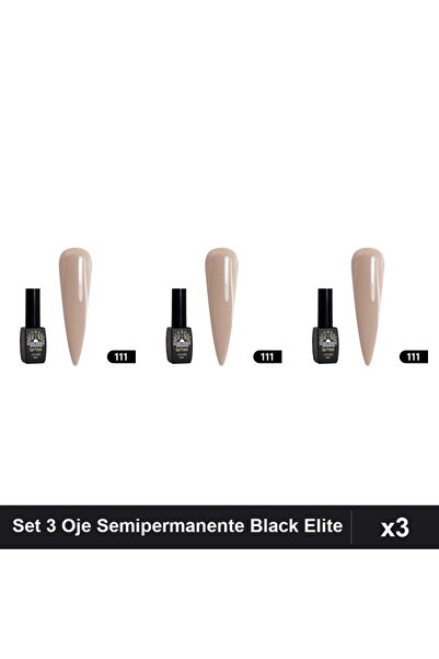 global fashion Set 3 Oje Semipermanente Black Elite 8ml, Manichiura UV/LED,