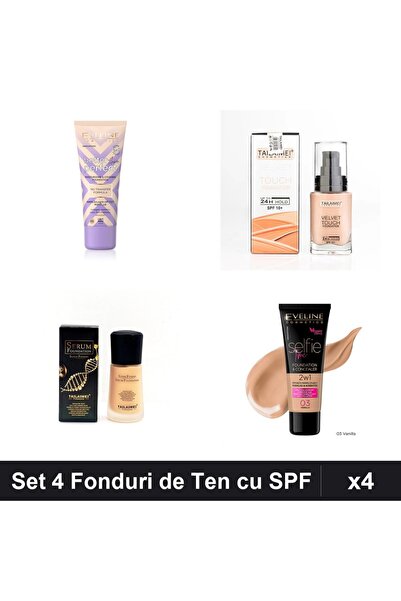 Eveline Set 4 Fonduri de Ten TLM, SPF 10-15, Nuante Light-Beige Vanilla, 30-34ml