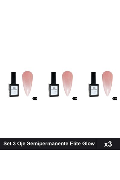 global fashion Set of 3 Elite Glow Semi-Permanent Nail Polish 15ml, Gel Polis...