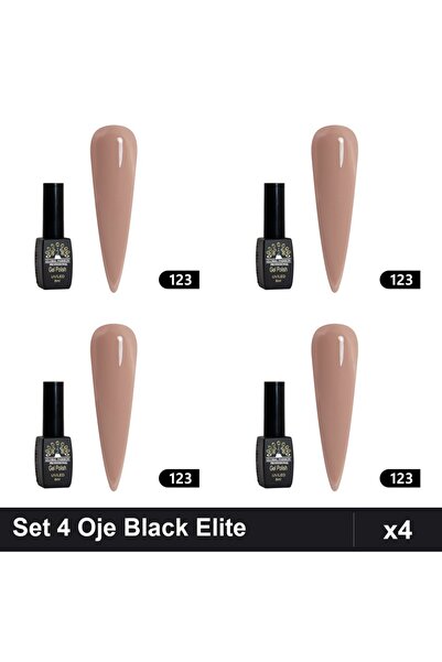 global fashion Set 4 Oje Semipermanente Black Elite 8ml, Manichiura UV/LED,