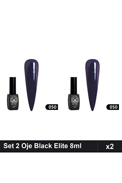 global fashion Set of 2 Semi-permanent Nail Polish Black Elite 8ml, Shade 050...